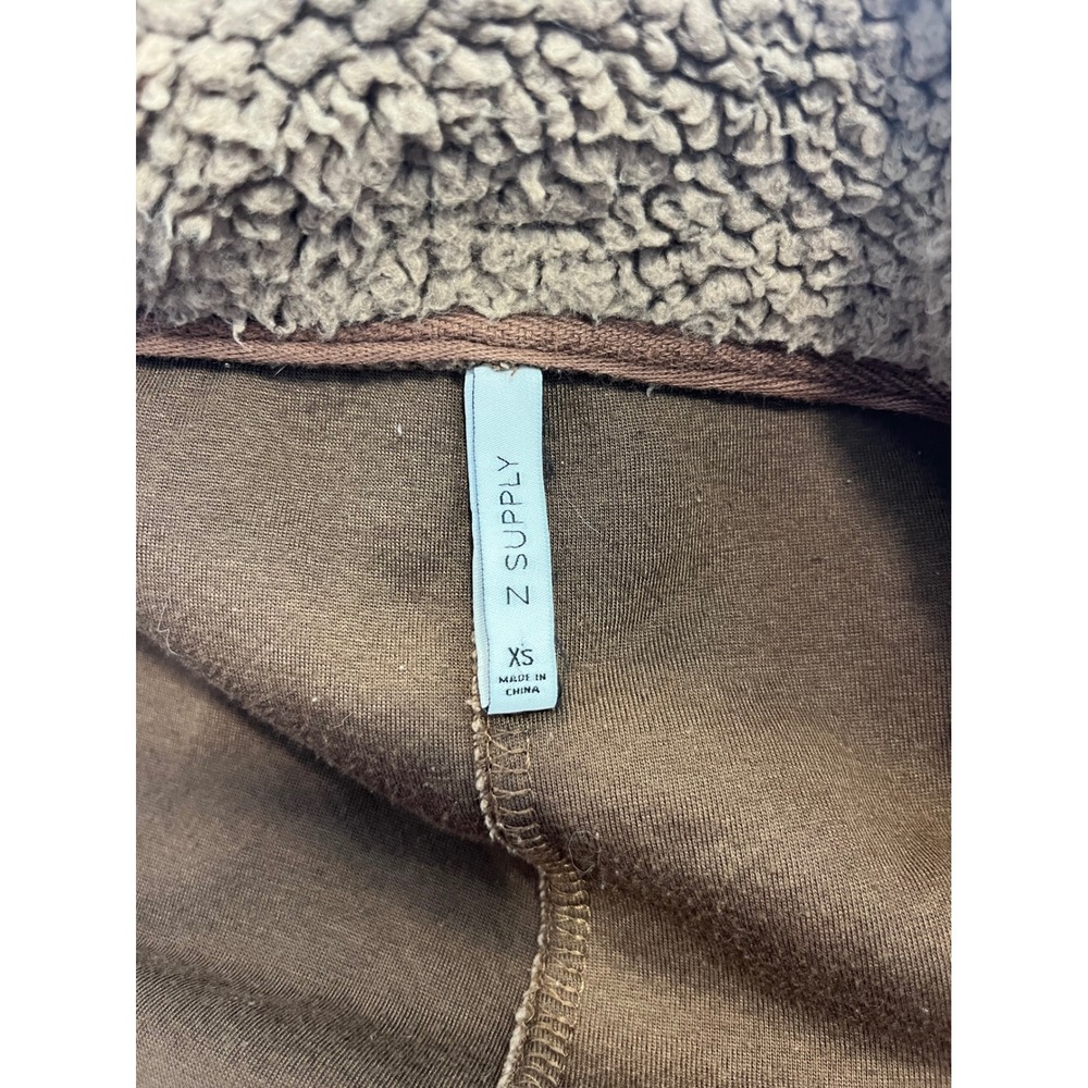 Z Supply Womens XS Brown Sherpa Teddy Bear Coat Open Front Jacket - Picture 2 of 7